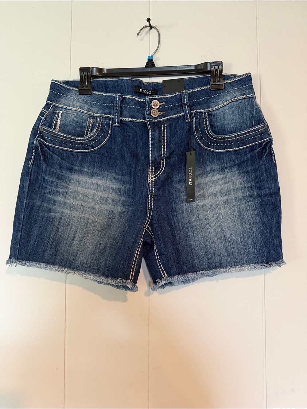 Dress Barn Dark Blue Frayed Hem Denim Shorts
